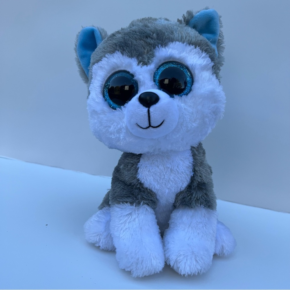 Ty Beanie Boos Babies Slush The Husky Dog/Wolf Grey & White Plush Animal Toy